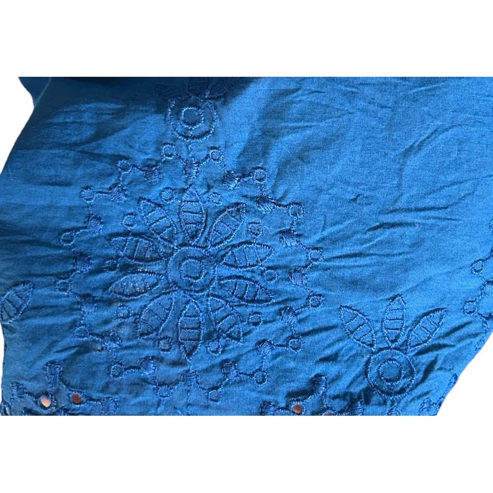 Lane Bryant Ruffle Short Sleeve Tank Top Cobalt Blue Size 18 Coastal Beachcore - Picture 2 of 5